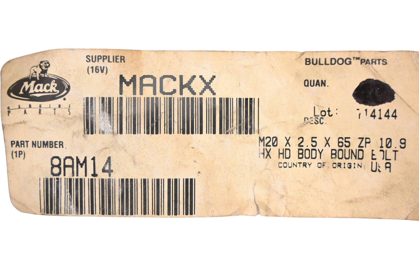 Mack 8AM14 Hex Head Bolt NOS