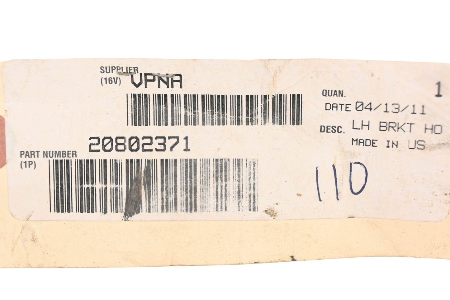 Mack 20802371 Hood Mounting Guide Bar NOS