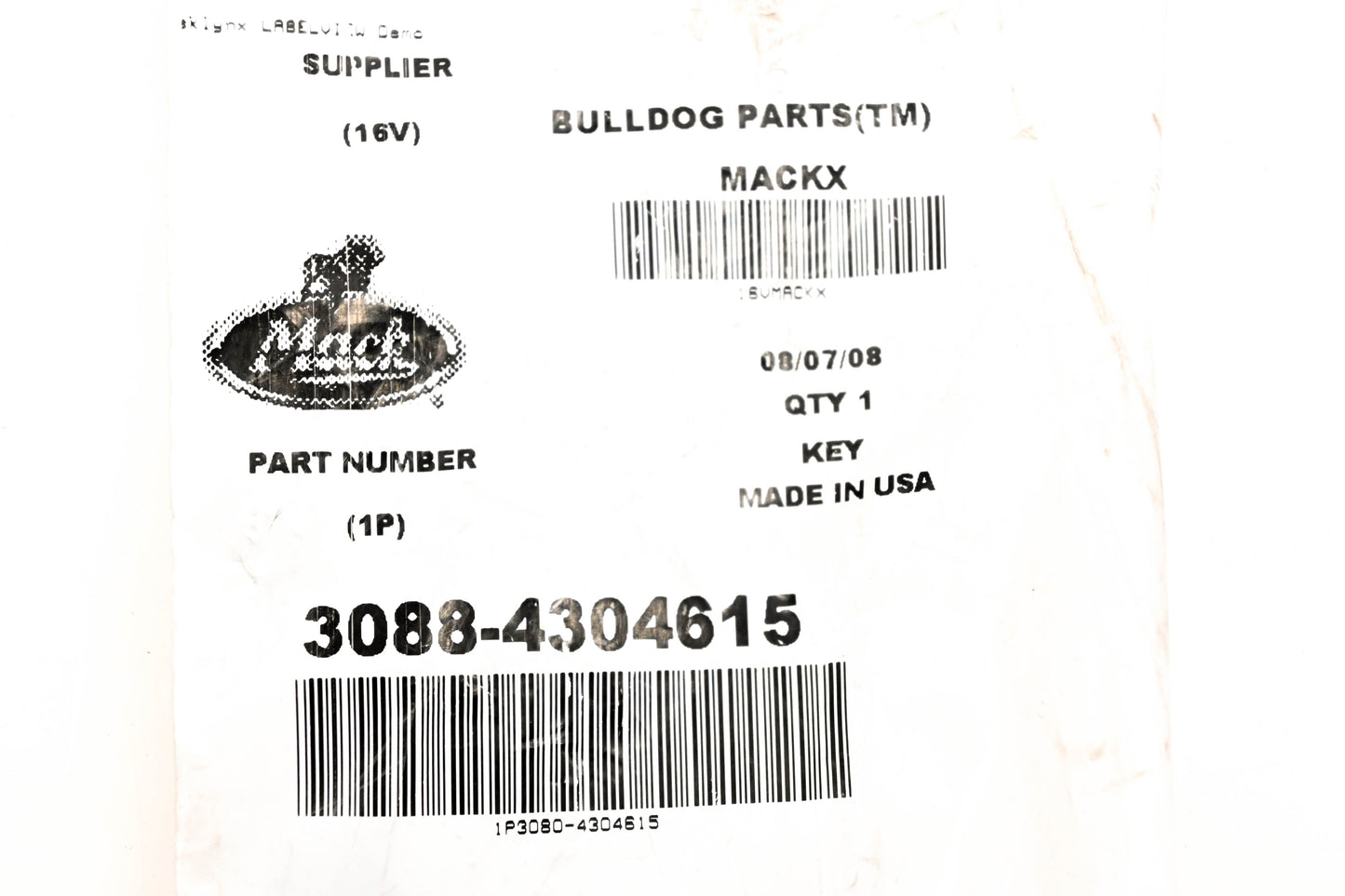Mack 3088-4304615 Mainshaft Key NOS