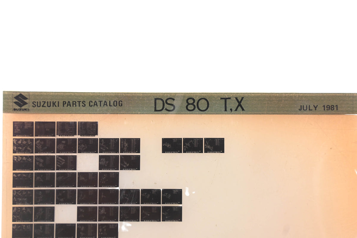 OEM Suzuki DS80TX DS80 T,X Parts Catalog Microfiche Rev:7/1981