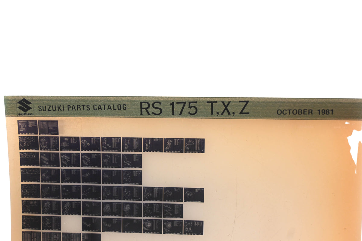 OEM Suzuki RS175TXZ RS175T,X,Z Parts Catalog Microfiche Rev:10/1981