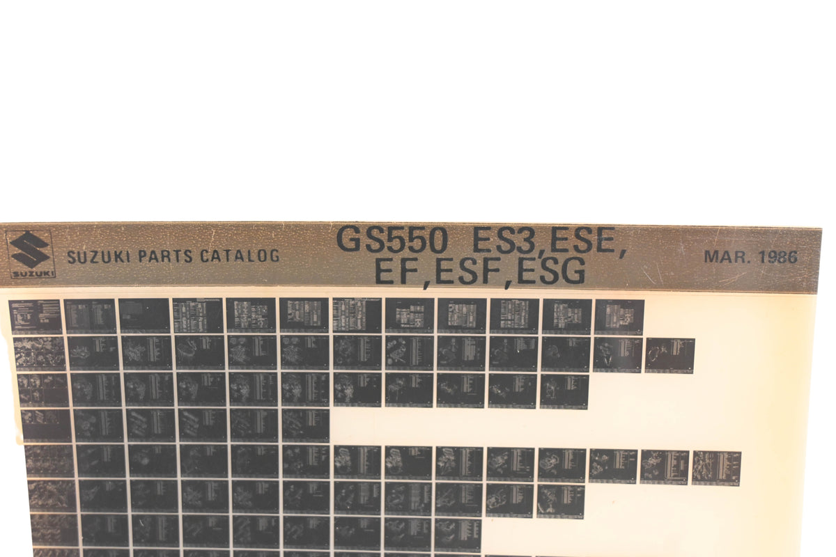 OEM Suzuki GS550ES3ESEEFESFESG GS550 ES3, ESE, EF, ESF, ESG Parts Catalog Microfiche Rev:3/1986