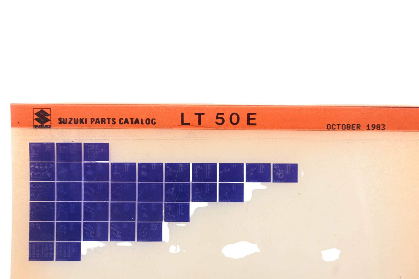 OEM Suzuki LT50E LT50 E Parts Catalog Microfiche Rev:10/1983