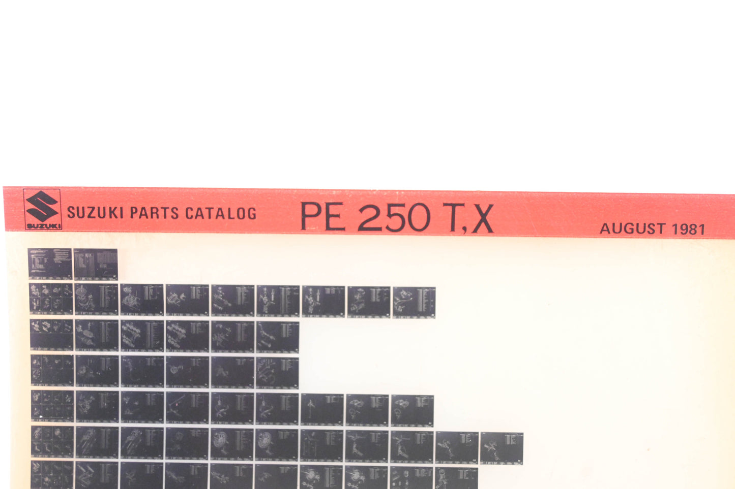OEM Suzuki PE250TX PE250 T,X Parts Catalog Microfiche Rev:8/1981