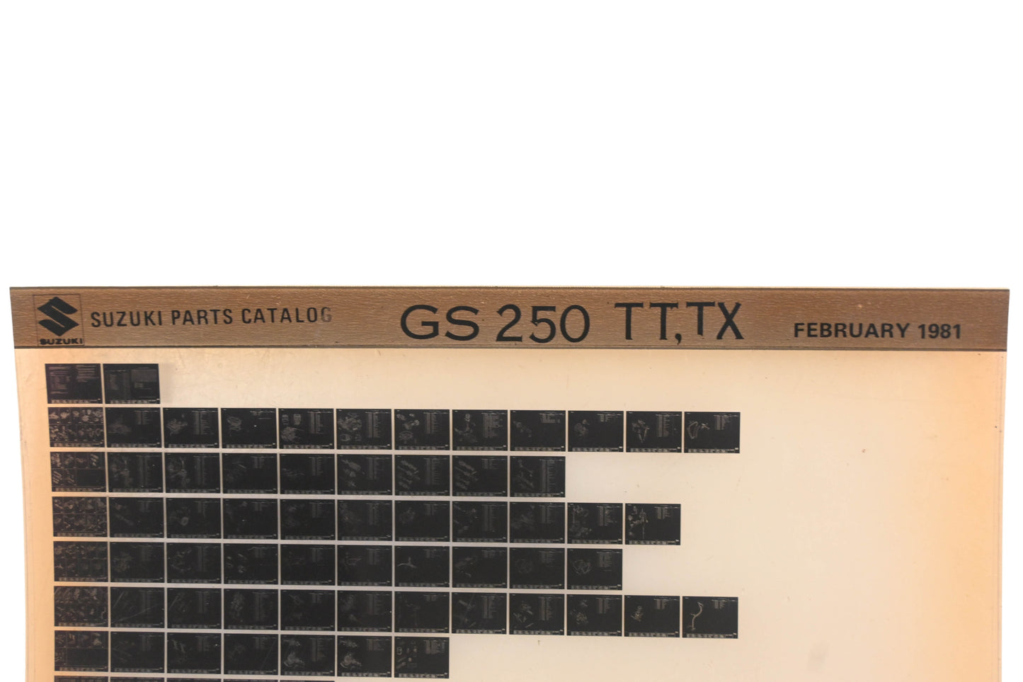 OEM Suzuki GS250TTTX GS250 TT, TX Parts Microfiche Catalog Rev:2/1981