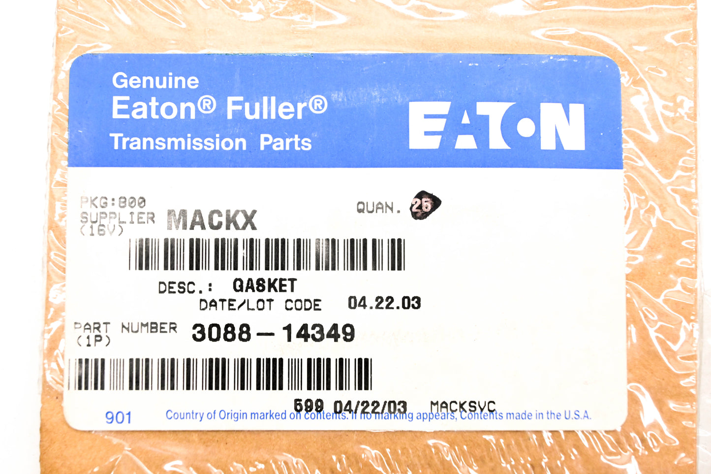 Mack 3088-14349, 14349 Eaton Fuller Gasket NOS