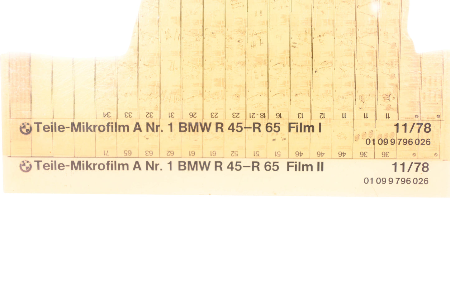 OEM BMW 01099796026 R 45-R 65 Microfiches Rev:11/1978
