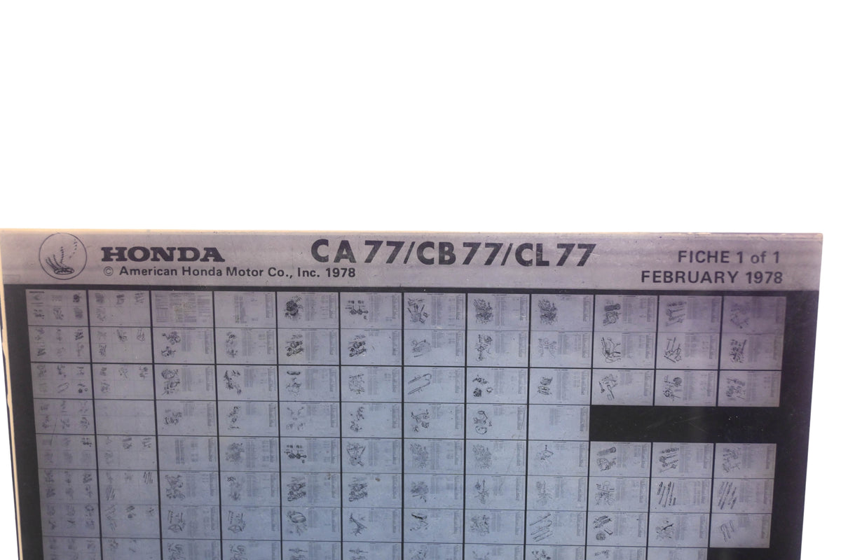 OEM Honda WE049-81 CA77/CB77/CL77 Parts Catalog Microfiche Rev:2/1978