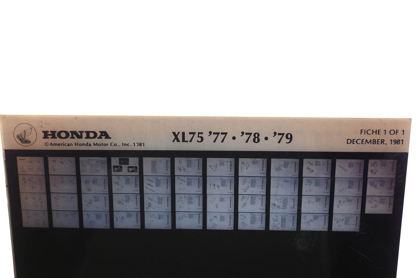 OEM Honda WE049-82 XL75 1977-79 Parts Catalog Microfiche Rev:12/1981