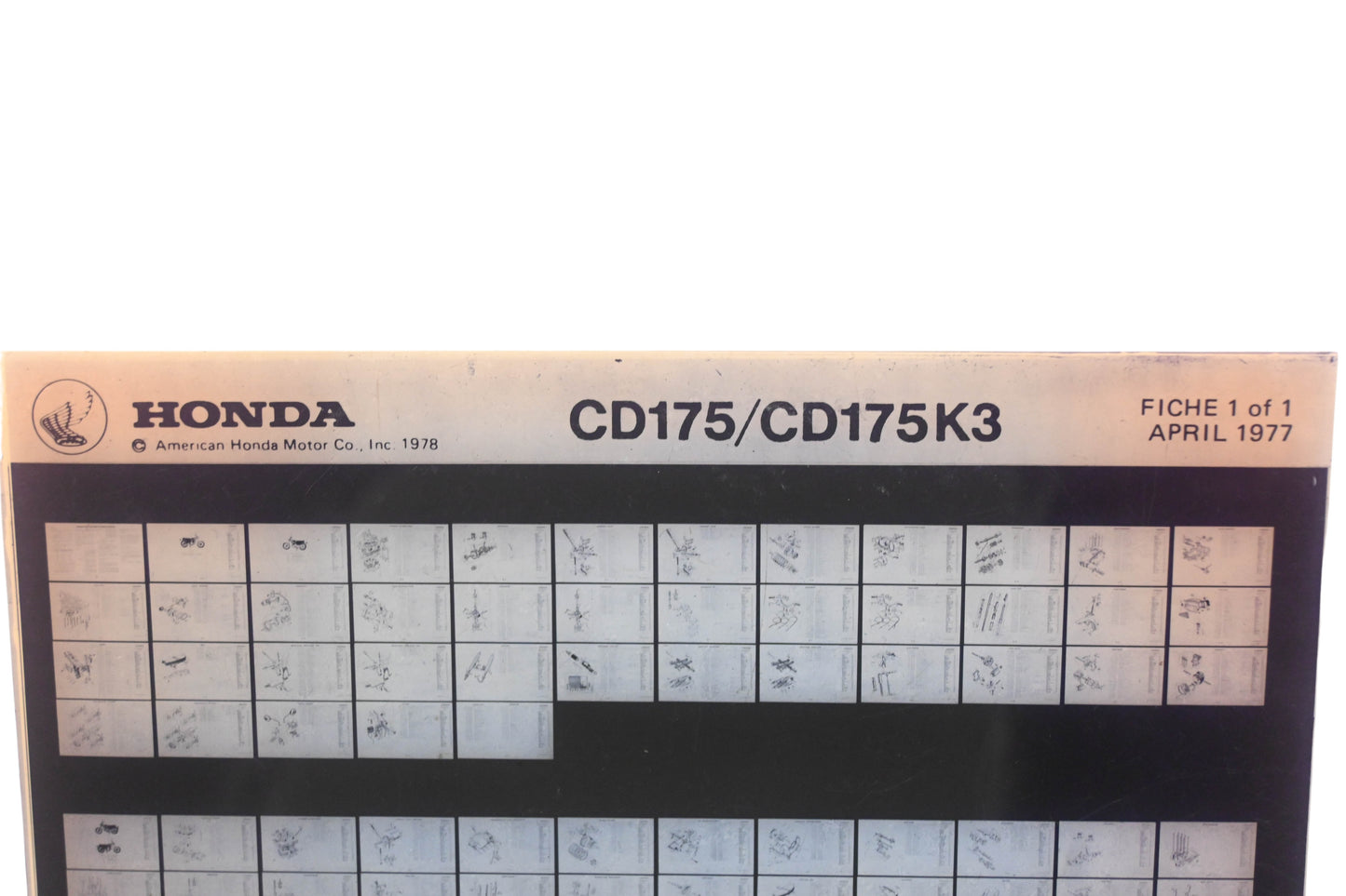OEM Honda WE049-84 CD175/CD175K3 Parts Catalog Microfiche Rev:4/1977