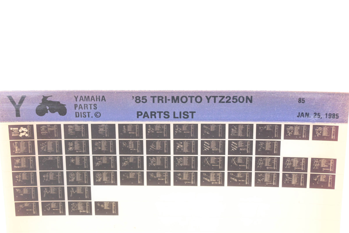 OEM Yamaha WE049-98 1985 Tri-Moto YTZ250N Parts List Microfiche Rev:1/25/1985