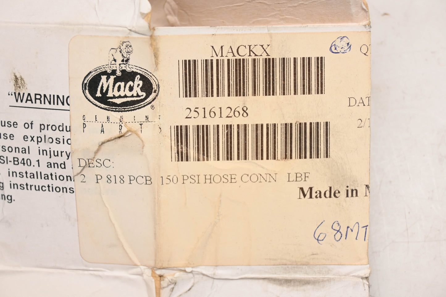 Mack 25161268, 70MT28M Engine Oil Pressure Gauge NOS