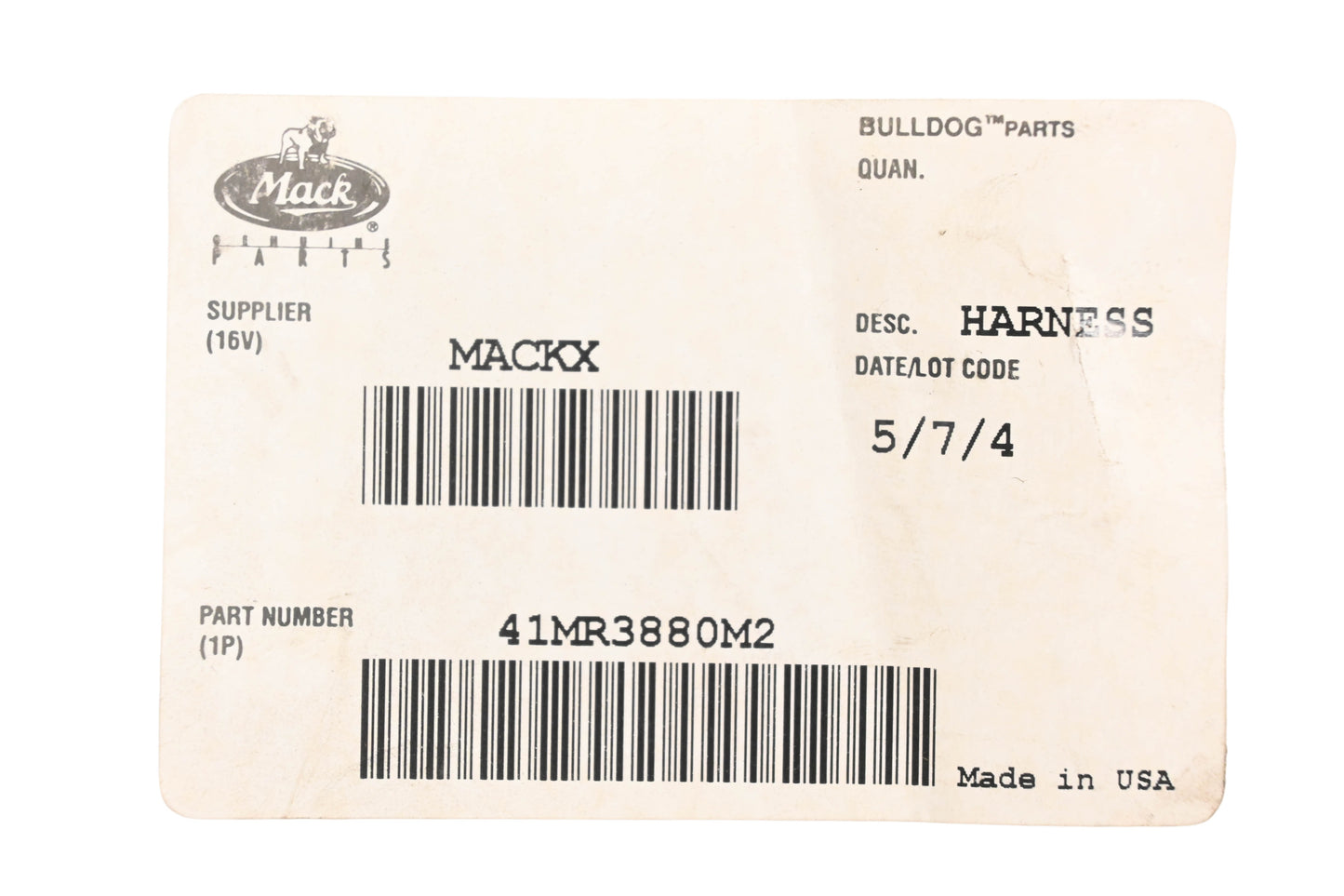 Mack 41MR3880M2 Coolant Level Sensor Harness NOS