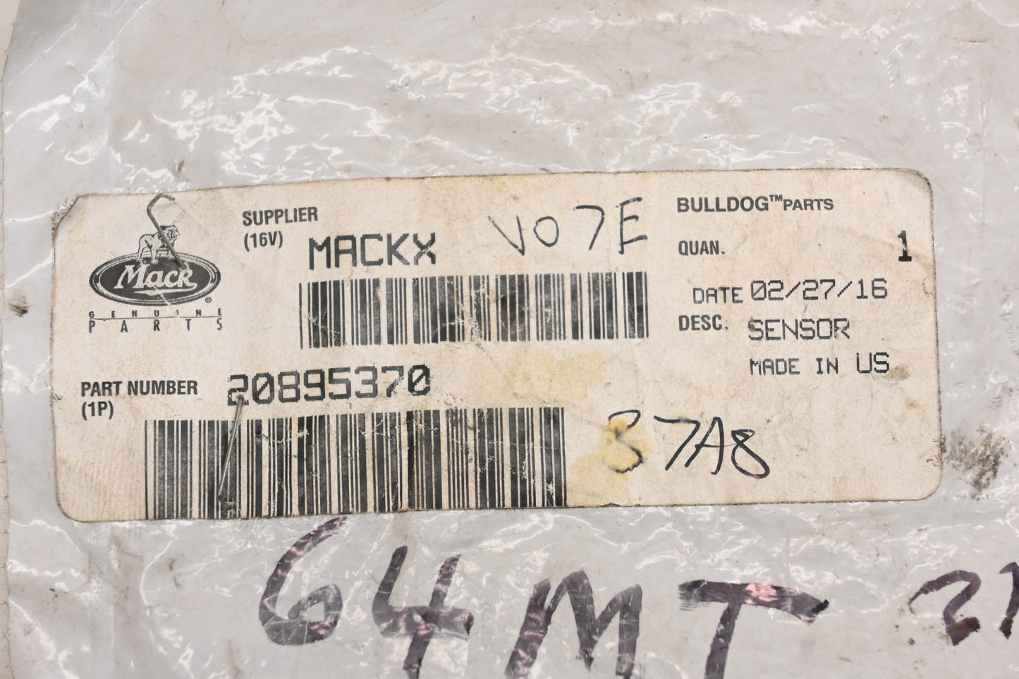 Mack 20895370, 64MT2123M Transmission Temperature Sensor NOS