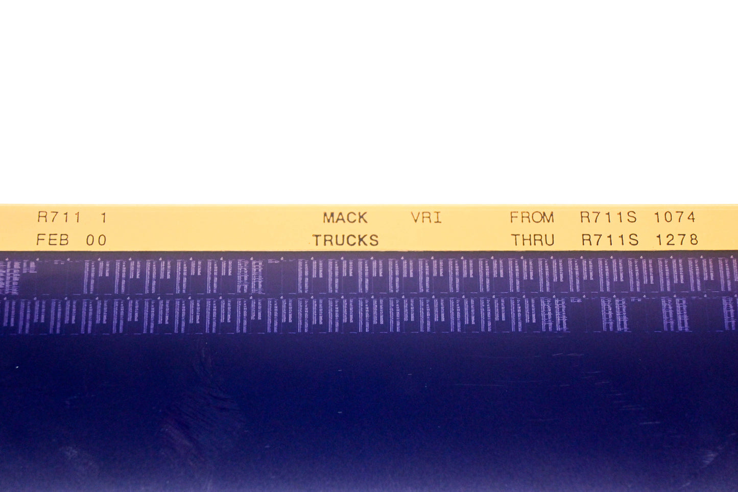 Mack R711 1 R711S1074 - R711S1278 VRI Microfiche NOS
