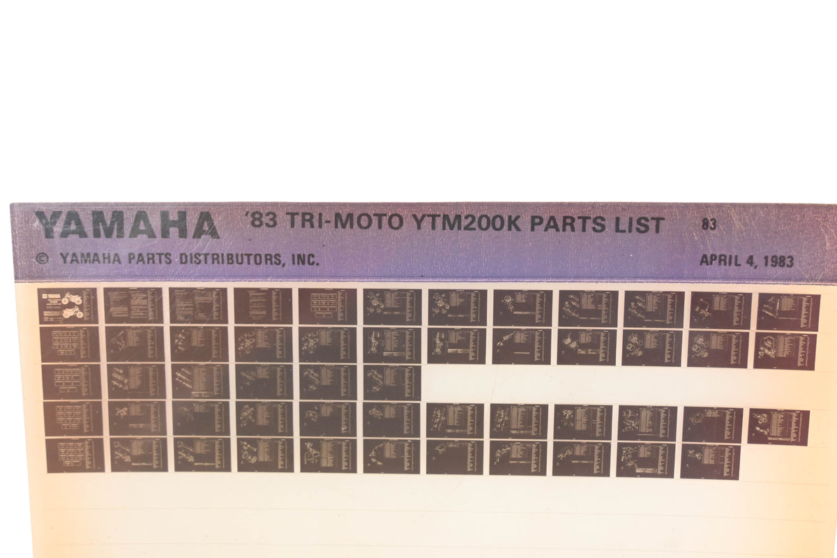 OEM Yamaha WE049-113 1983 Tri-Moto YTM200K Parts List Microfiche Rev:4/4/1983