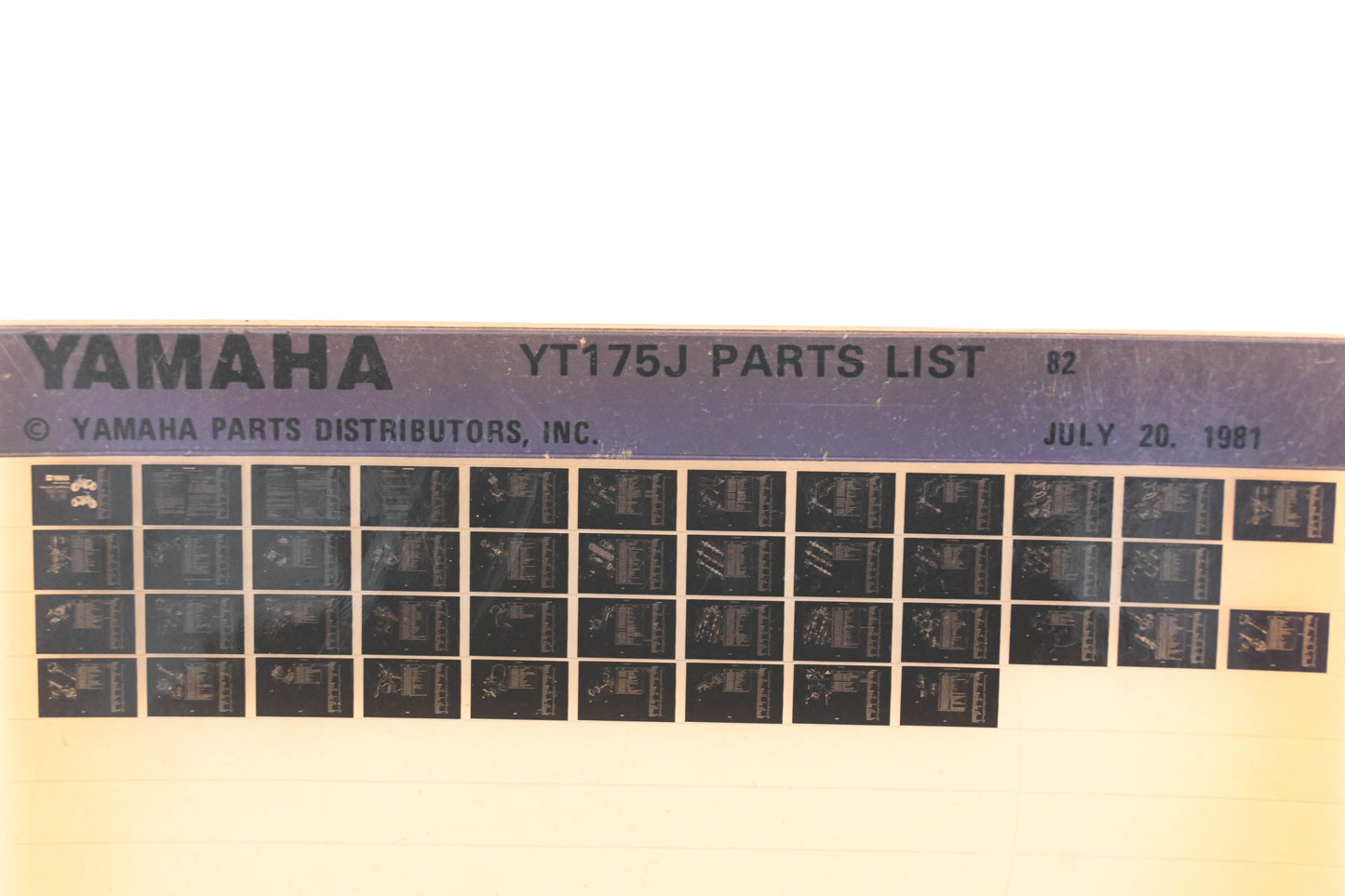 OEM Yamaha WE049-117 YT175J Parts List Microfiche Rev:7/20/1981