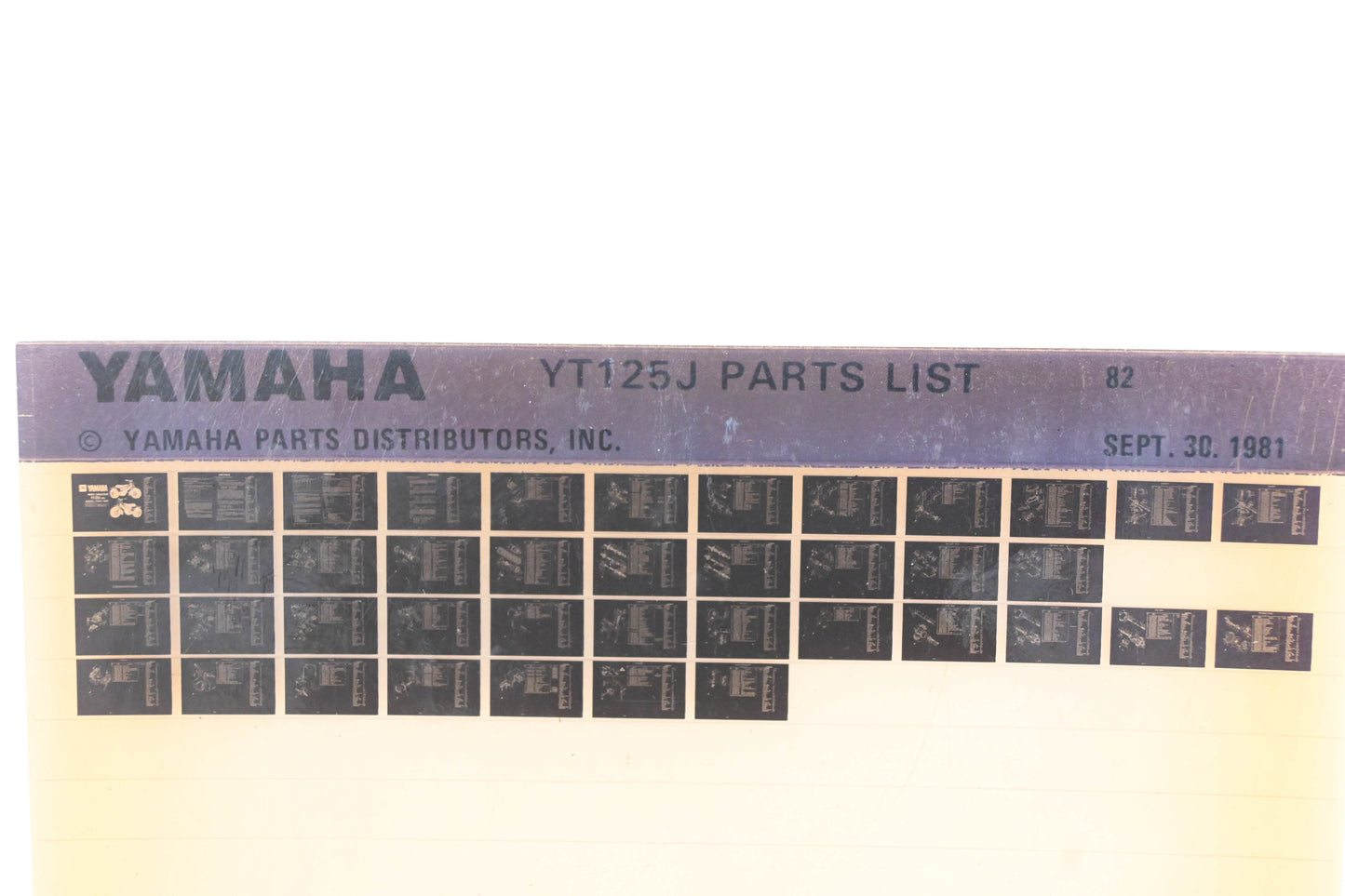 OEM Yamaha WE049-125 YT125J Parts List Microfiche Rev:9/30/1981