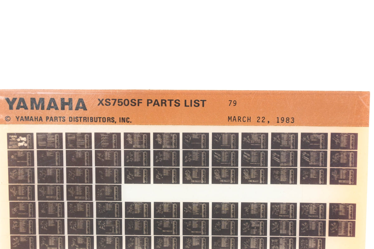 OEM Yamaha WE049-127 1979 XS750SF Parts List Microfiche Rev:3/22/1983