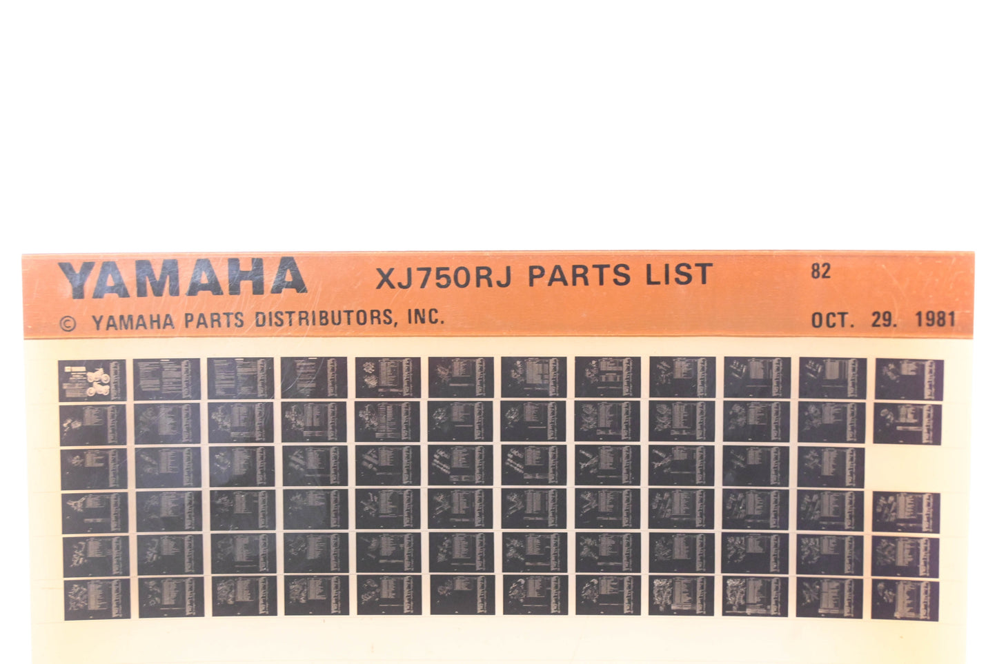 OEM Yamaha WE049-132 1982 XJ750RJ Parts List Microfiche Rev:10/29/1981