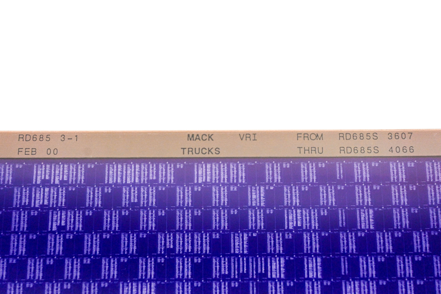 Mack RD685 3-1 RD685S3607 - RD685S4066 VRI Microfiche NOS