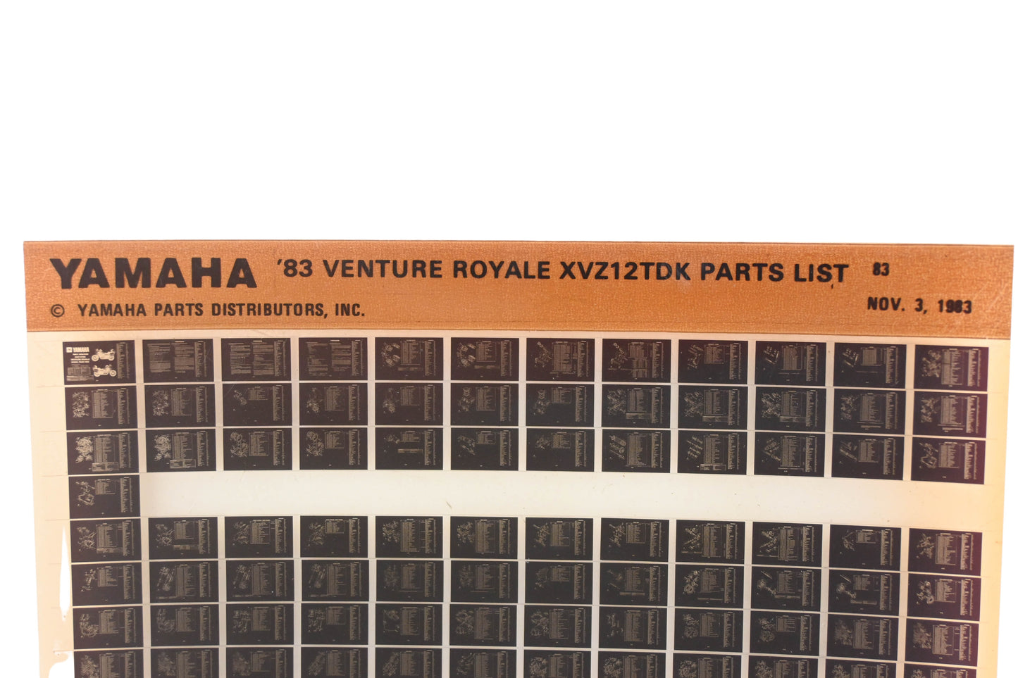 OEM Yamaha WE050-96 1983 Venture Royale XVZ12TDK Parts List Microfiche Rev:11/3/1983