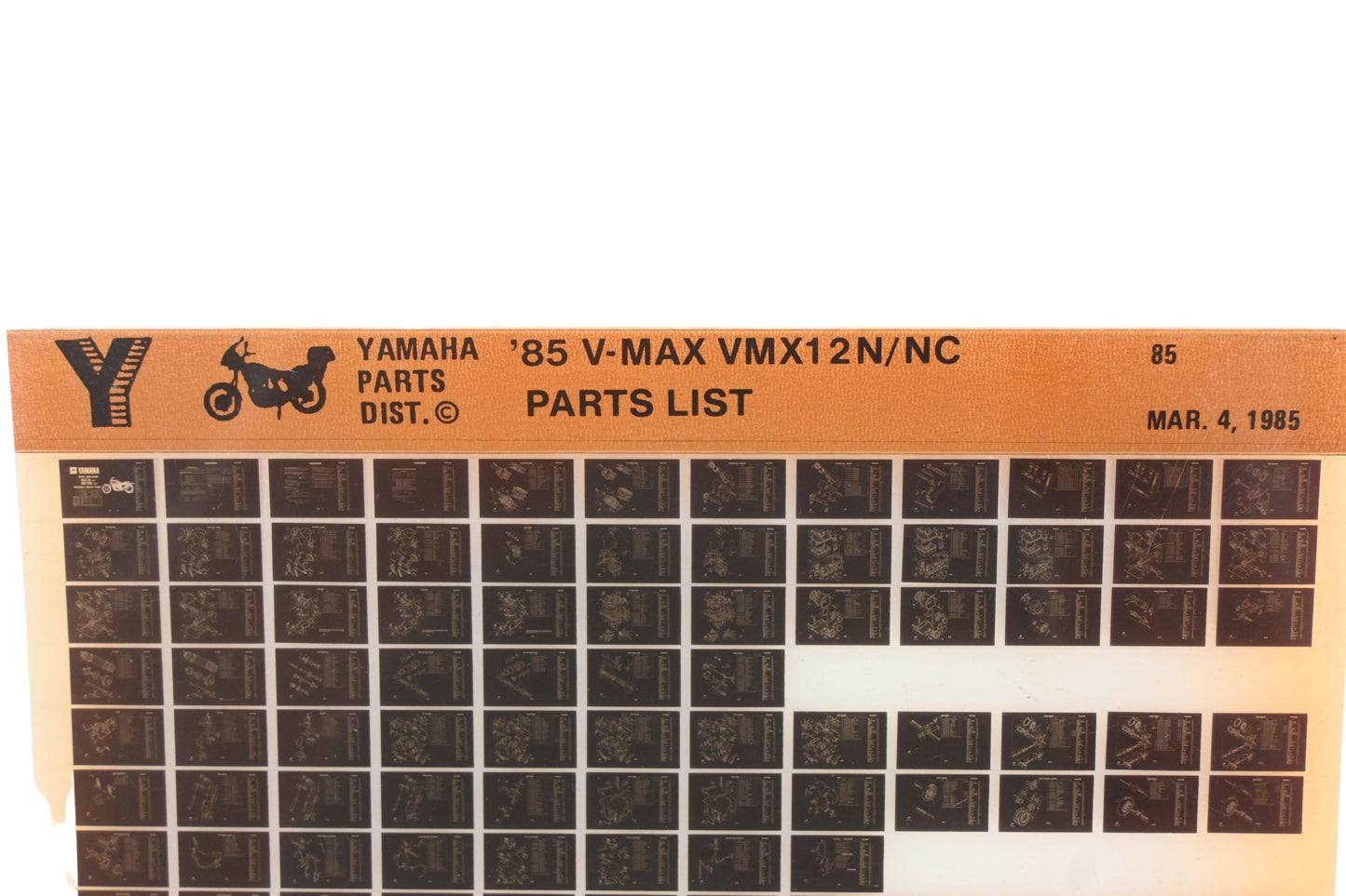OEM Yamaha WE050-97 1985 V-Max VMX12N/NC Parts List Microfiche Rev:3/4/1985