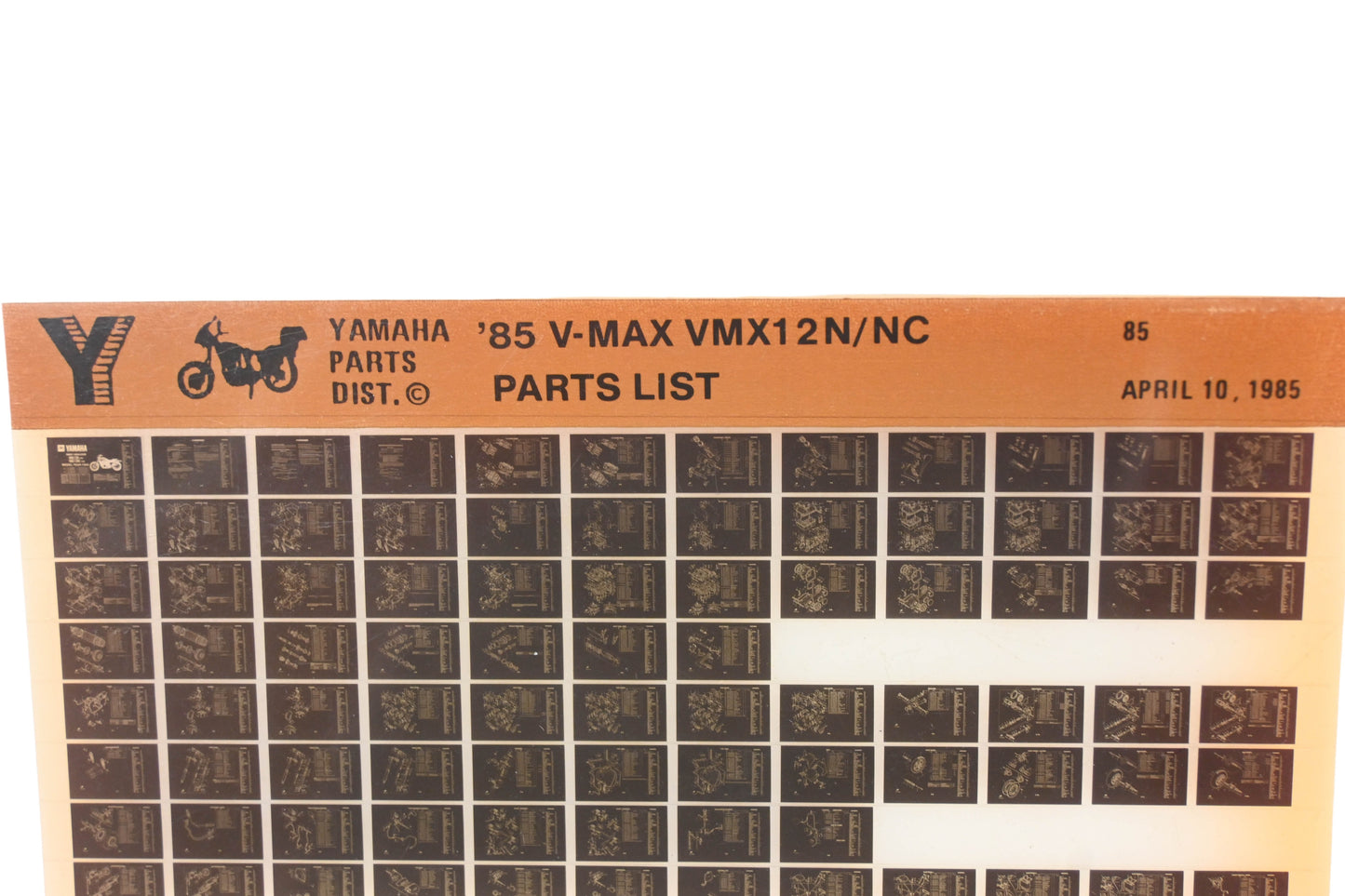 OEM Yamaha WE050-98 1985 V-Max VMX12N/NC Parts List Microfiche Rev:4/10/1985