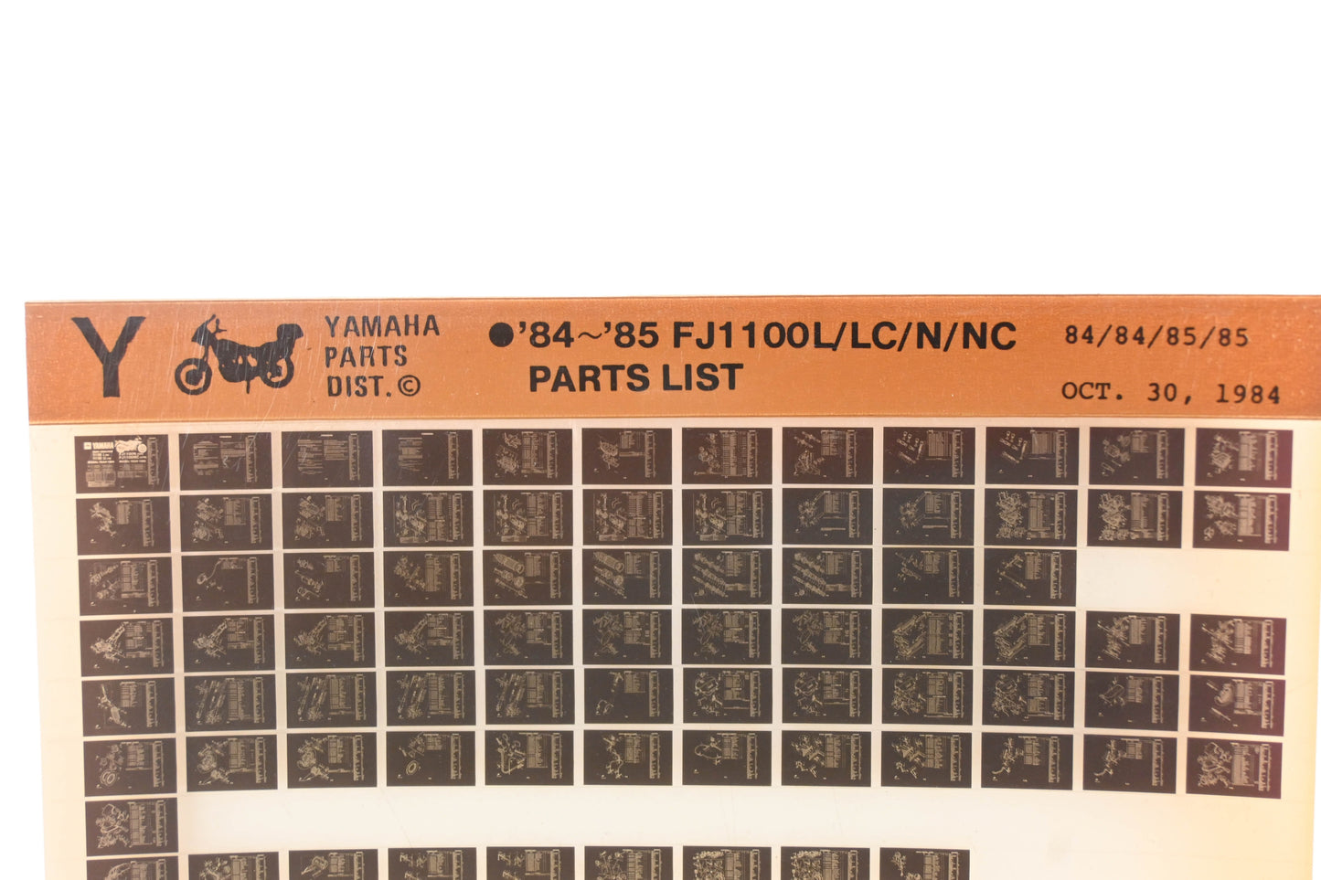 OEM Yamaha WE050-99 1984-85 FJ1100L/LC/N/NC Parts List Microfiche Rev:10/30/1984