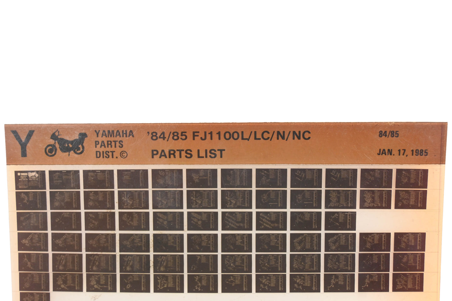 OEM Yamaha WE050-100 1984-85 FJ1100L/LC/N/NC Parts List Microfiche Rev:1/17/1985