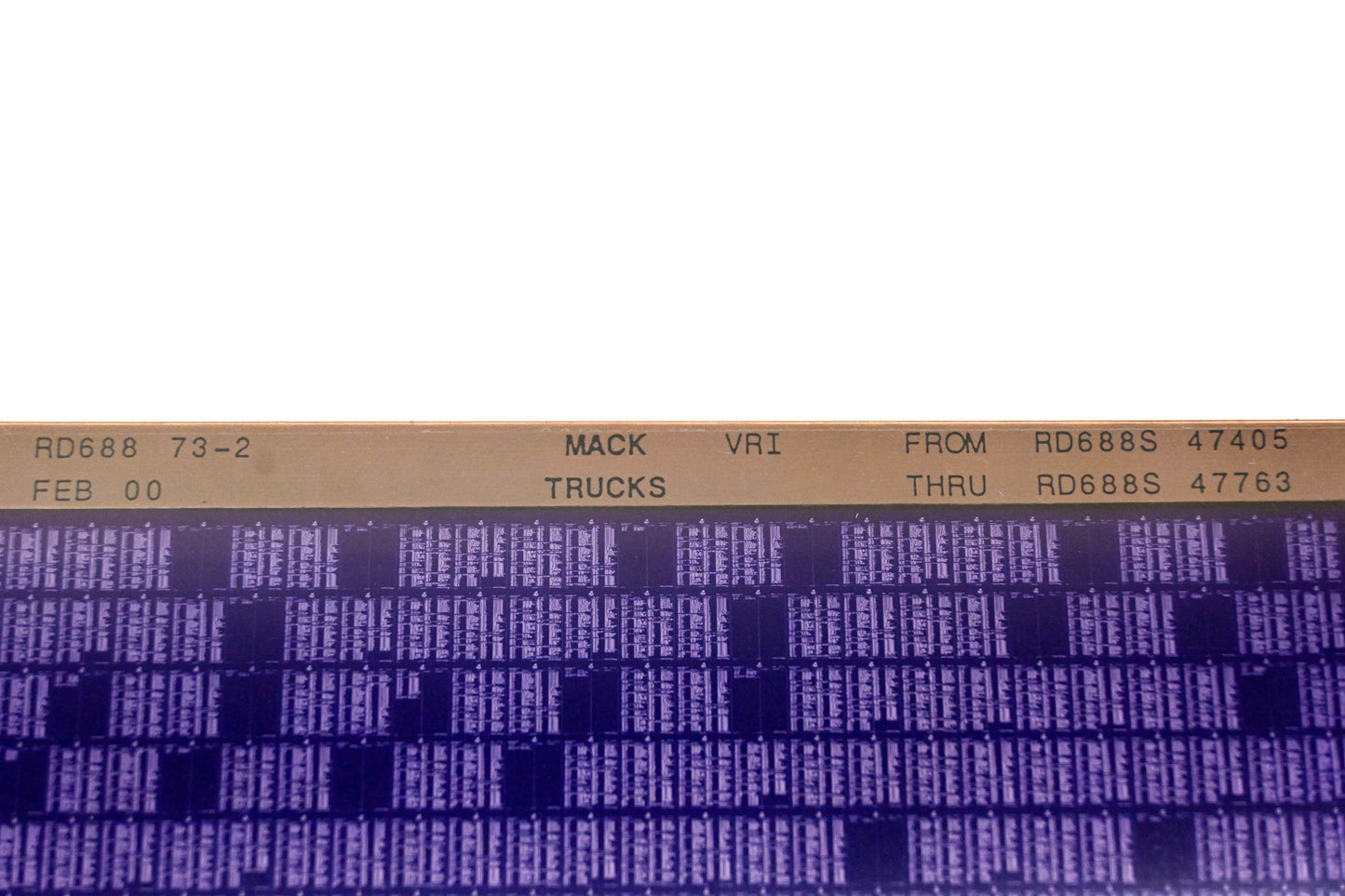 Mack RD688 73-2 RD688S47405 - ED688S47763 VRI Microfiche NOS