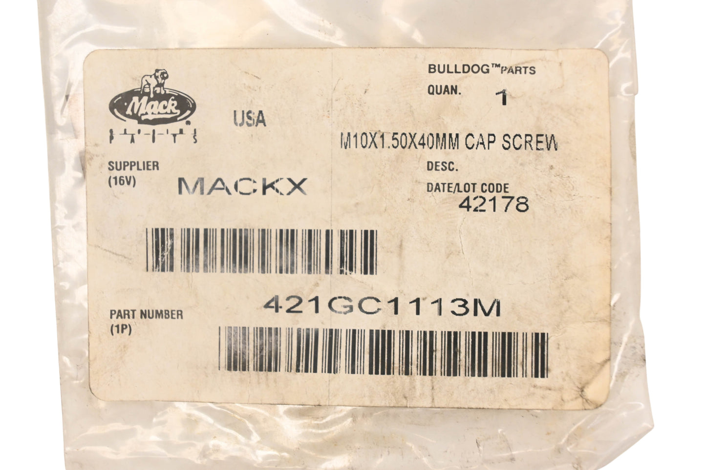 Mack 421GC1113M Screw M10x1.50x40mm NOS