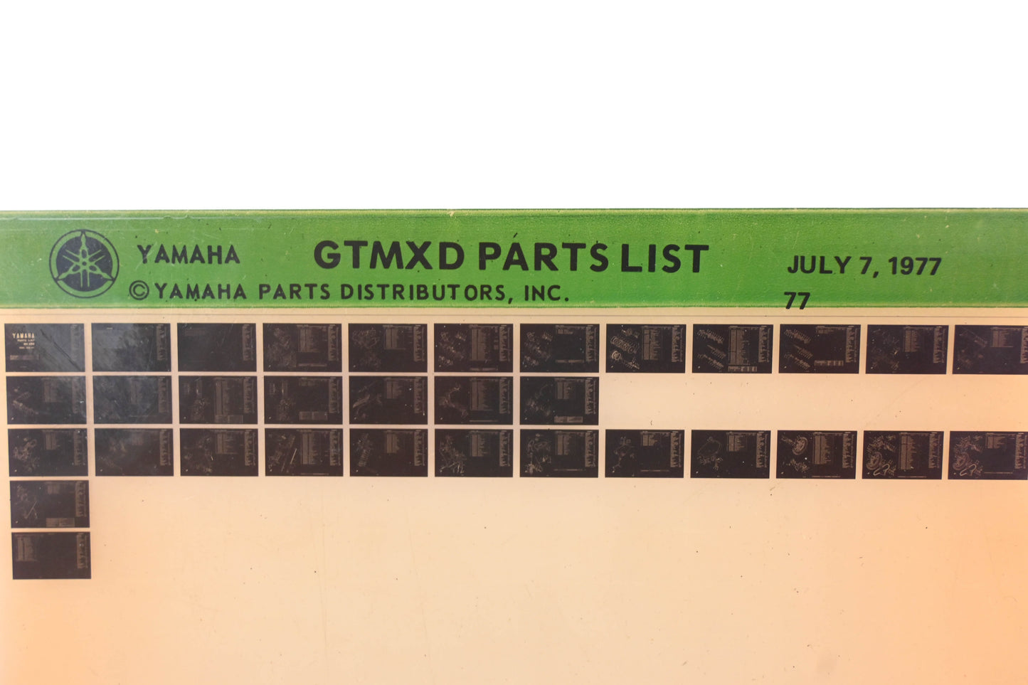 OEM Yamaha WE050-111 1977 GTMXD Parts List Microfiche Rev:7/7/1977