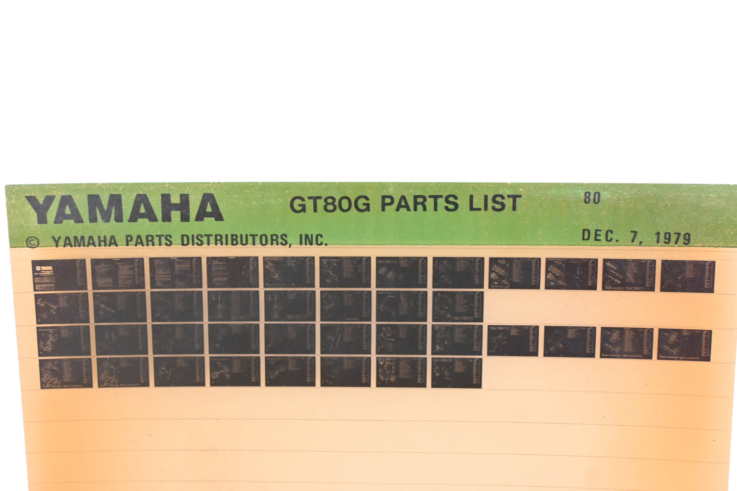 OEM Yamaha WE050-118 1980 GT80G Parts List Microfiche Rev:12/7/1979