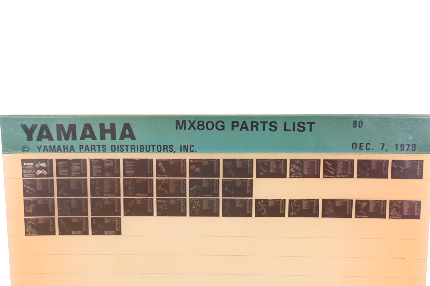 OEM Yamaha WE050-120 1980 MX80G Parts List Microfiche Rev:12/7/1979