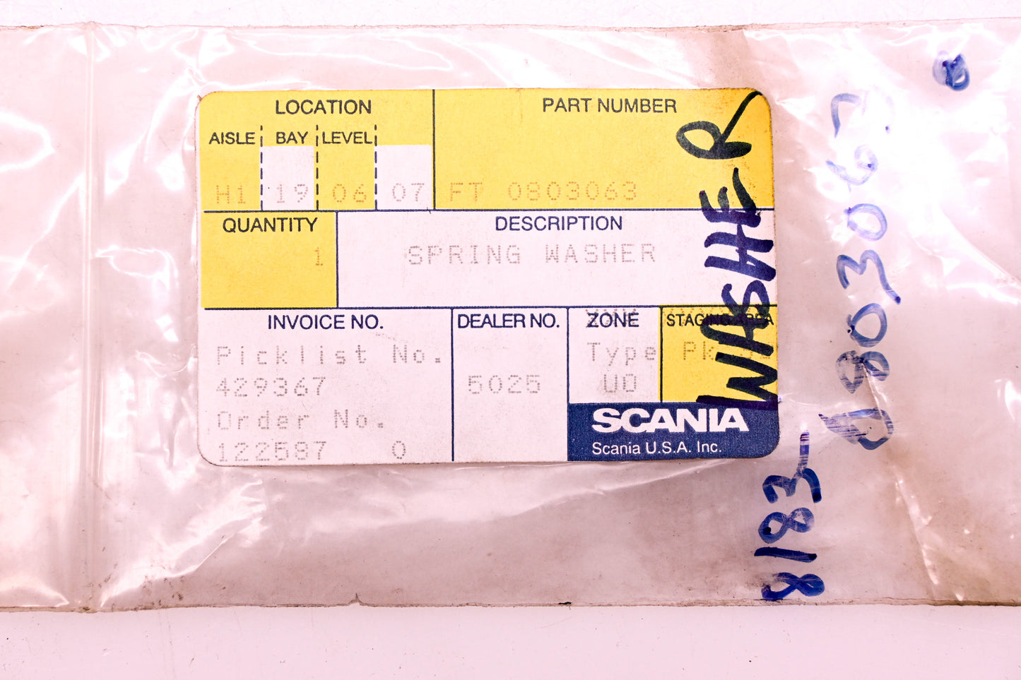 Scania FT 0803063, 8183-0803063 Spring Washer NOS
