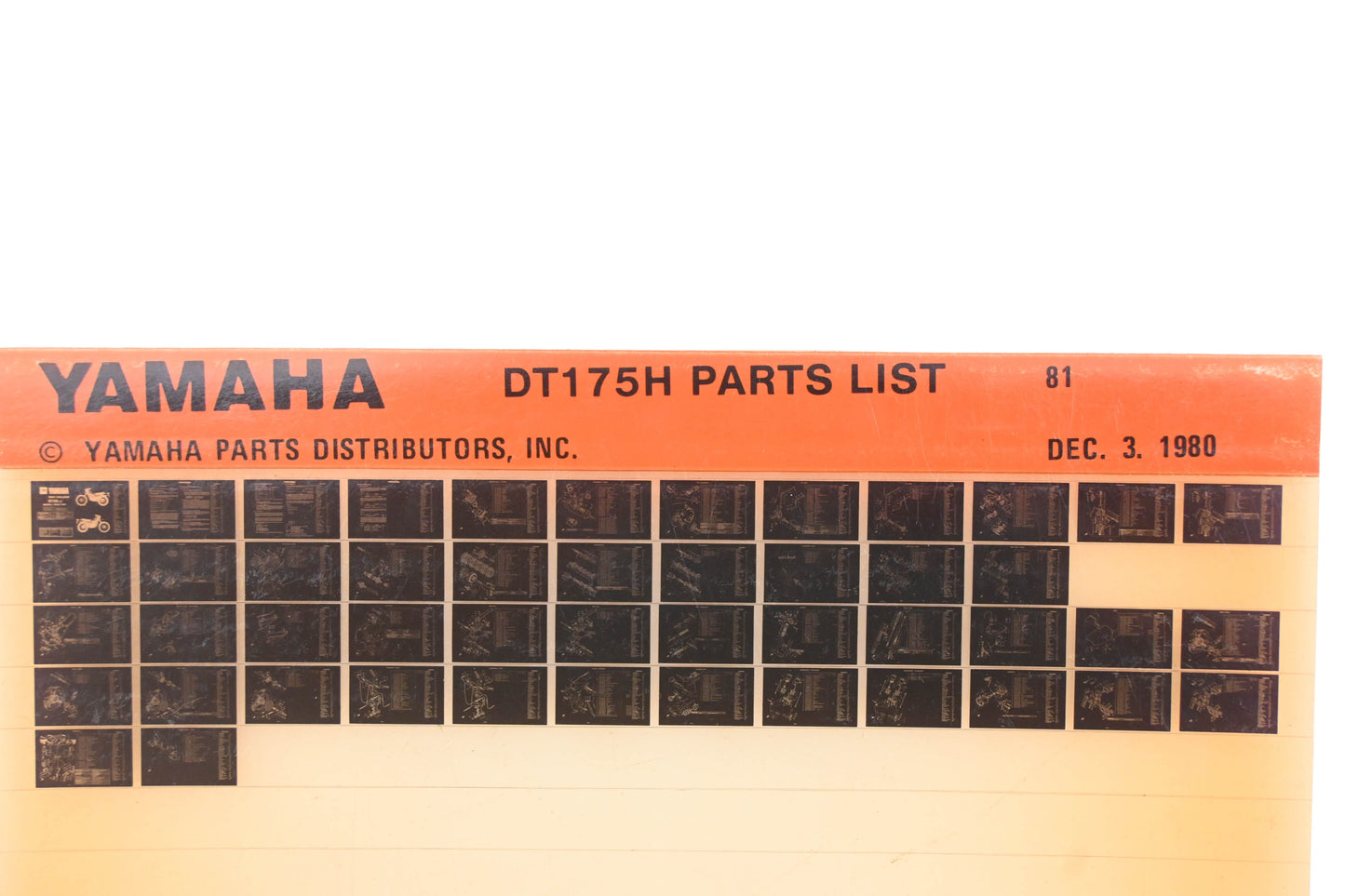 OEM Yamaha WE050-125 1981 DT175H Parts List Microfiche Rev:12/3/1980