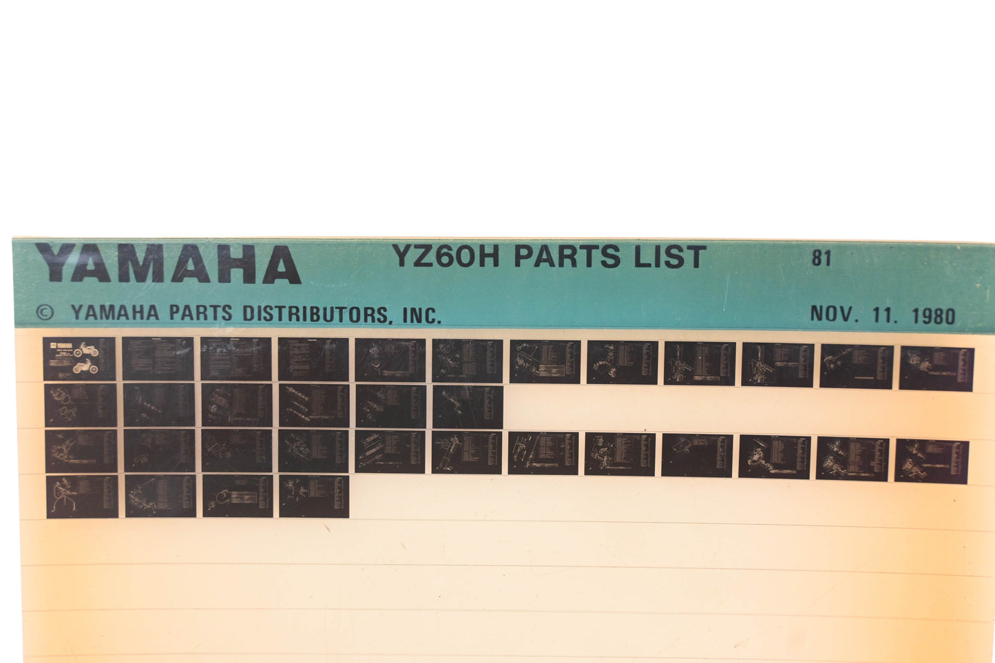 OEM Yamaha WE050-126 1981 YZ60H Parts List Microfiche Rev:11/11/1980