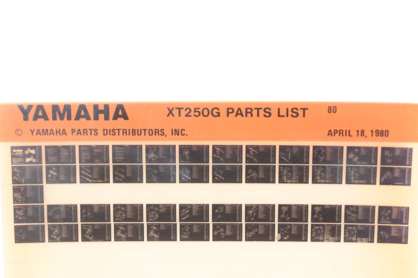 OEM Yamaha WE050-129 1980 XT250G Parts List Microfiche Rev:4/18/1980