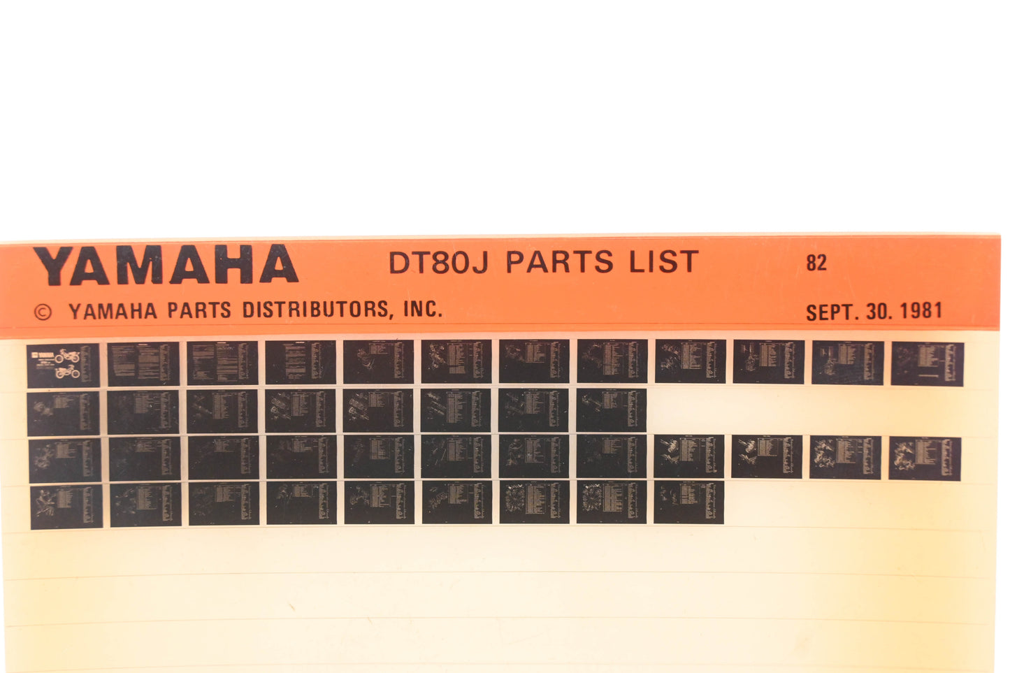 OEM Yamaha WE050-131 1982 DT80J Parts List Microfiche Rev:9/30/1981