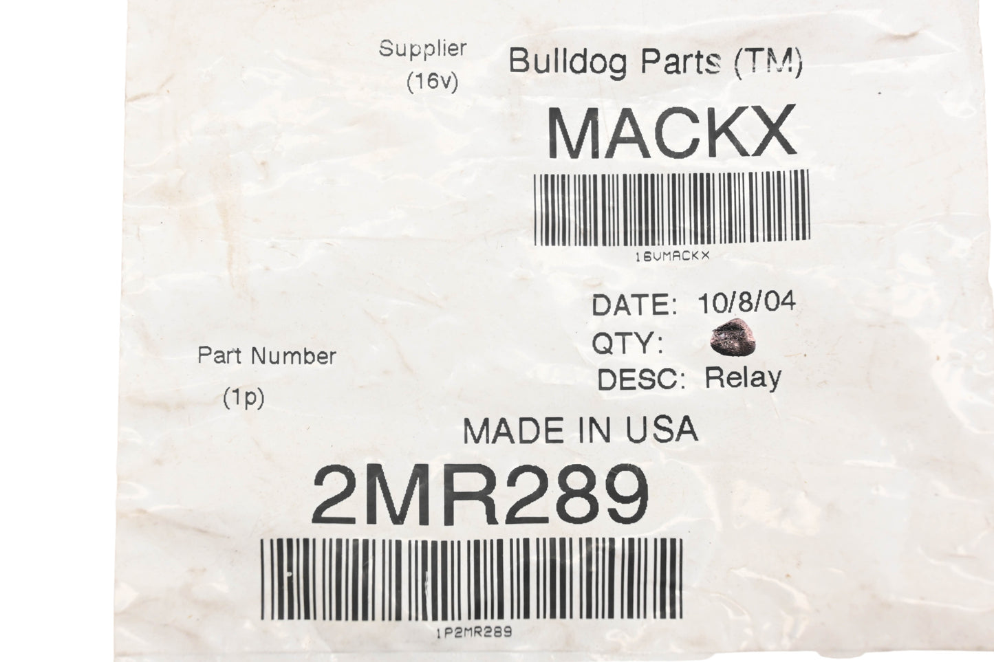 Mack 2MR289 Copper Relay NOS