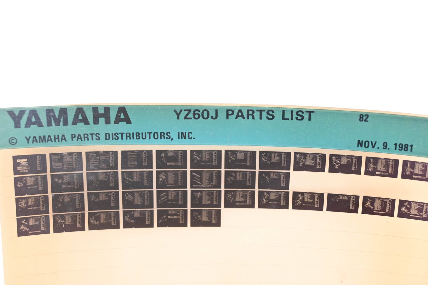 OEM Yamaha XM005-102 1982 YZ60J Parts List Microfiche Rev:10/9/1981
