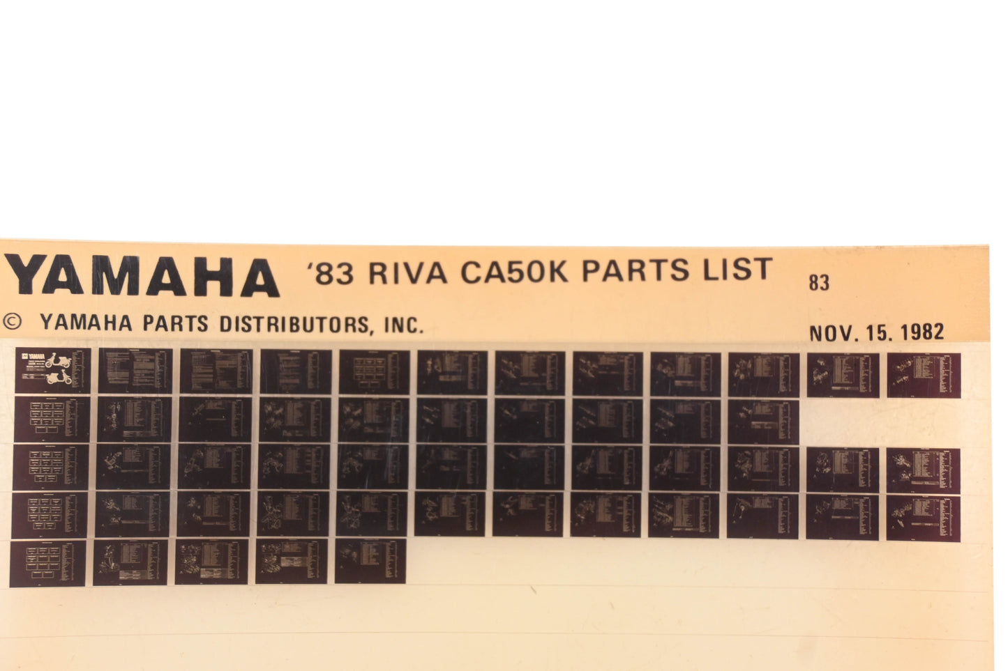 OEM Yamaha XM005-108 1983 RIVA CA50K Parts List Microfiche Rev:11/15/1982