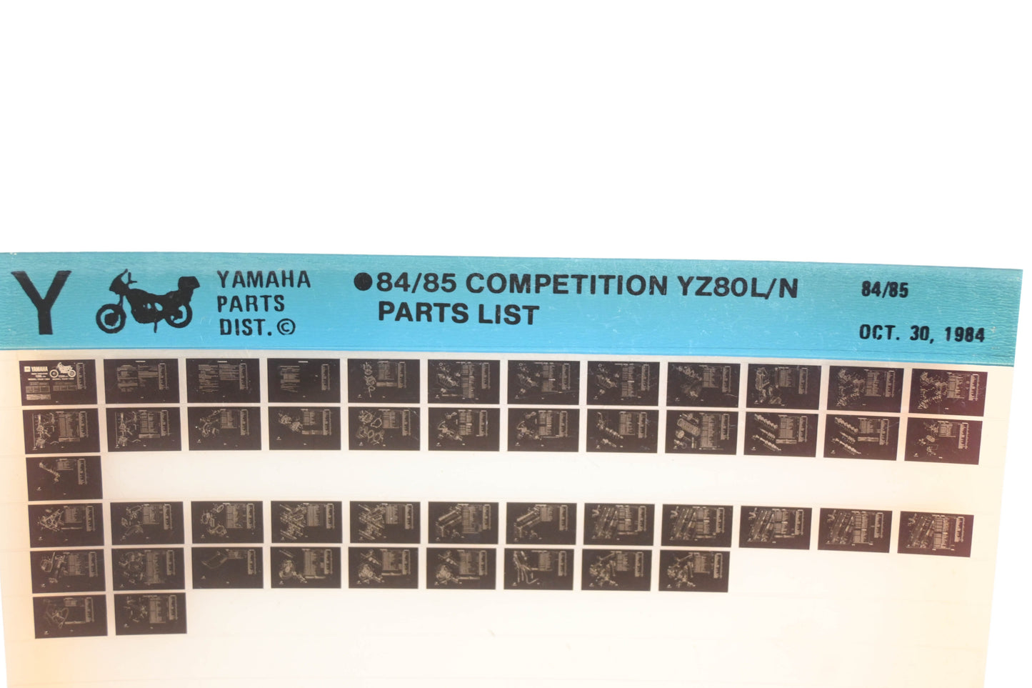 OEM Yamaha XM005-130 1984-85 Competition YZ80L/N Parts List Microfiche Rev:10/30/1984