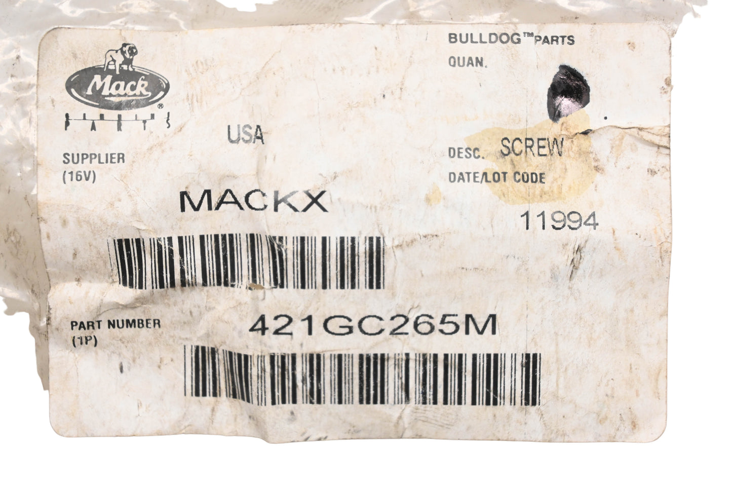 Mack 421GC265M, 20706051 Flange Screw NOS
