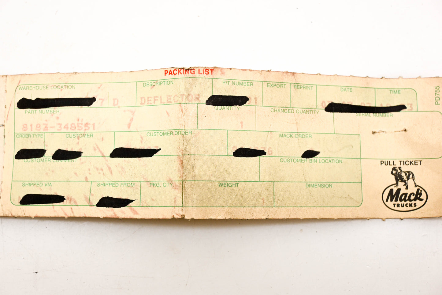 Mack 8183-348551 Deflector NOS