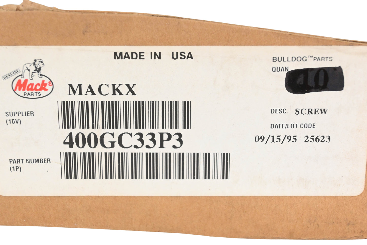 Mack 400GC33P3, 25107268 Cylinder Head Screw NOS