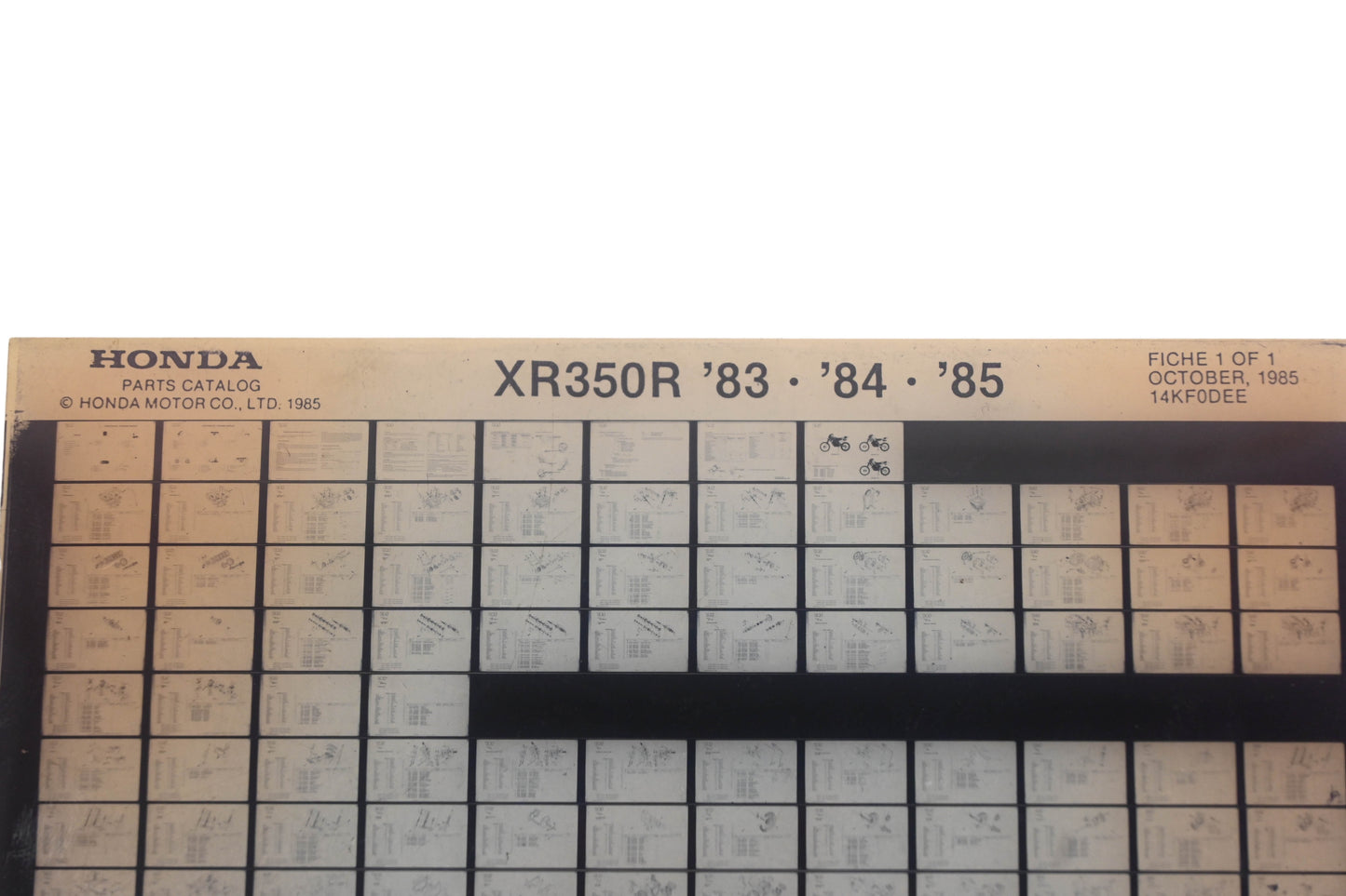 OEM Honda 14KF0DEE 1983-85 XR350R Parts List Microfiche Rev:10/1985