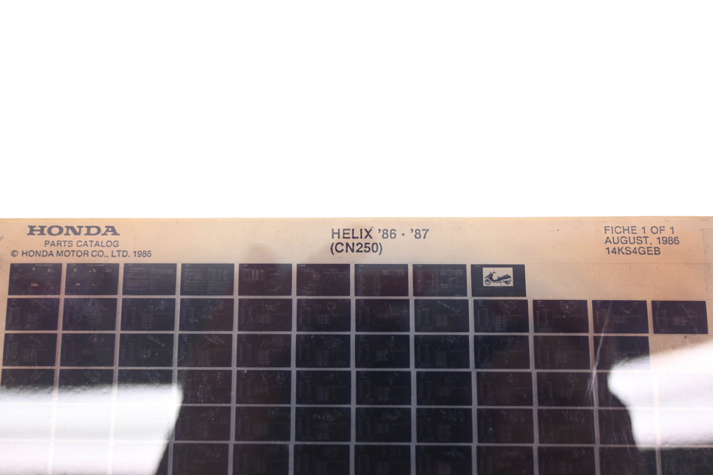 OEM Honda 14KS4GEB 1986-87 Helix CN250 Parts List MIcroficheRev:8/1986