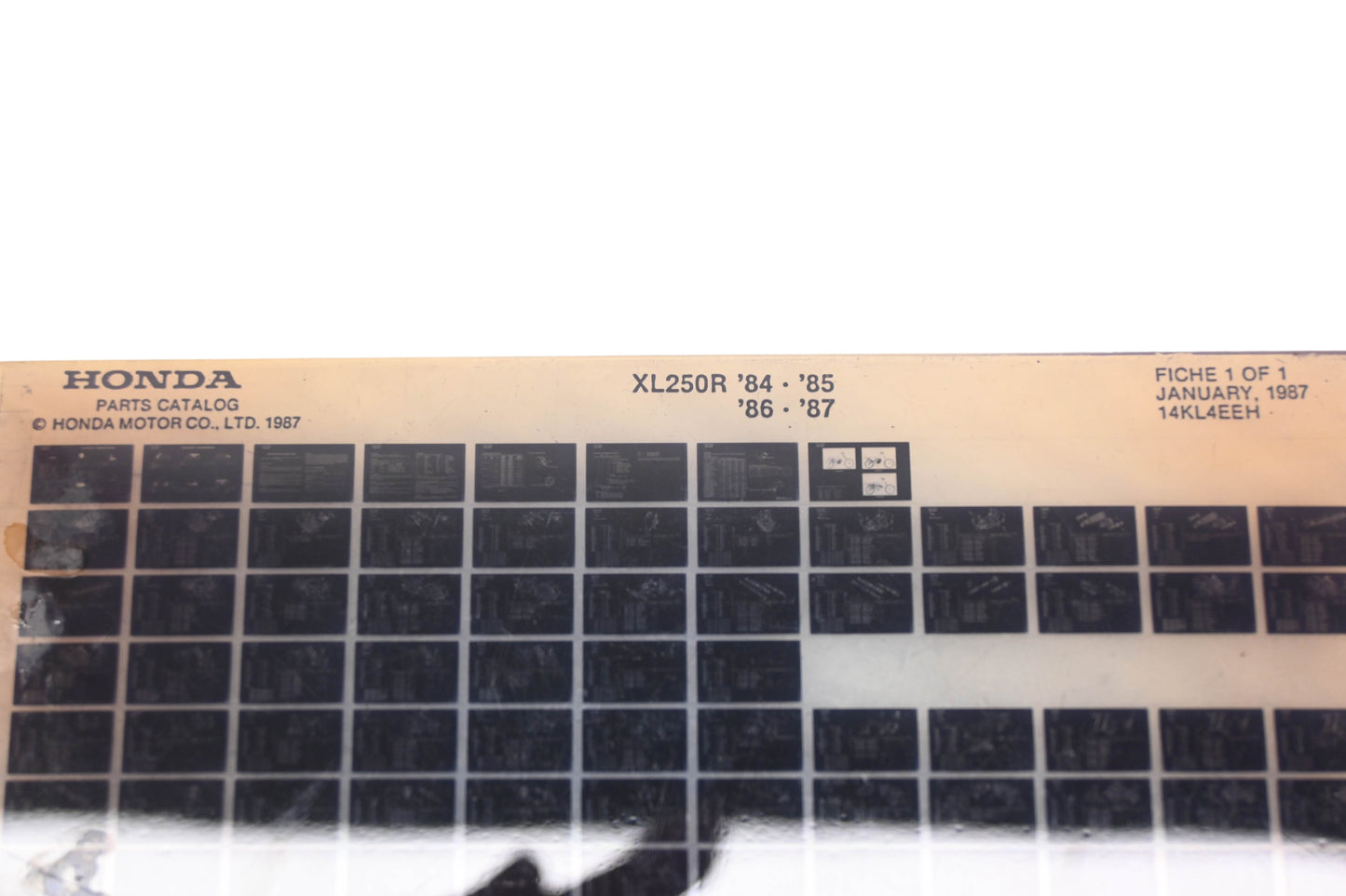 OEM Honda 14KL4EEH 1984-87 XL250R Parts List Microfiche Rev:1/1987